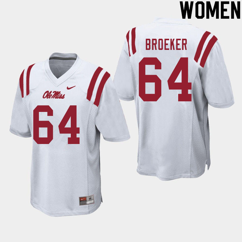 Nick Broeker Ole Miss Rebels NCAA Women's White #64 Stitched Limited College Football Jersey WHM8758VU